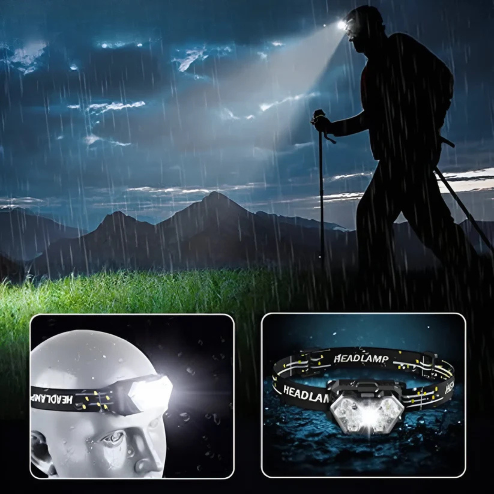 Wasserdichte 9-LED-Stirnlampe | Berggrat