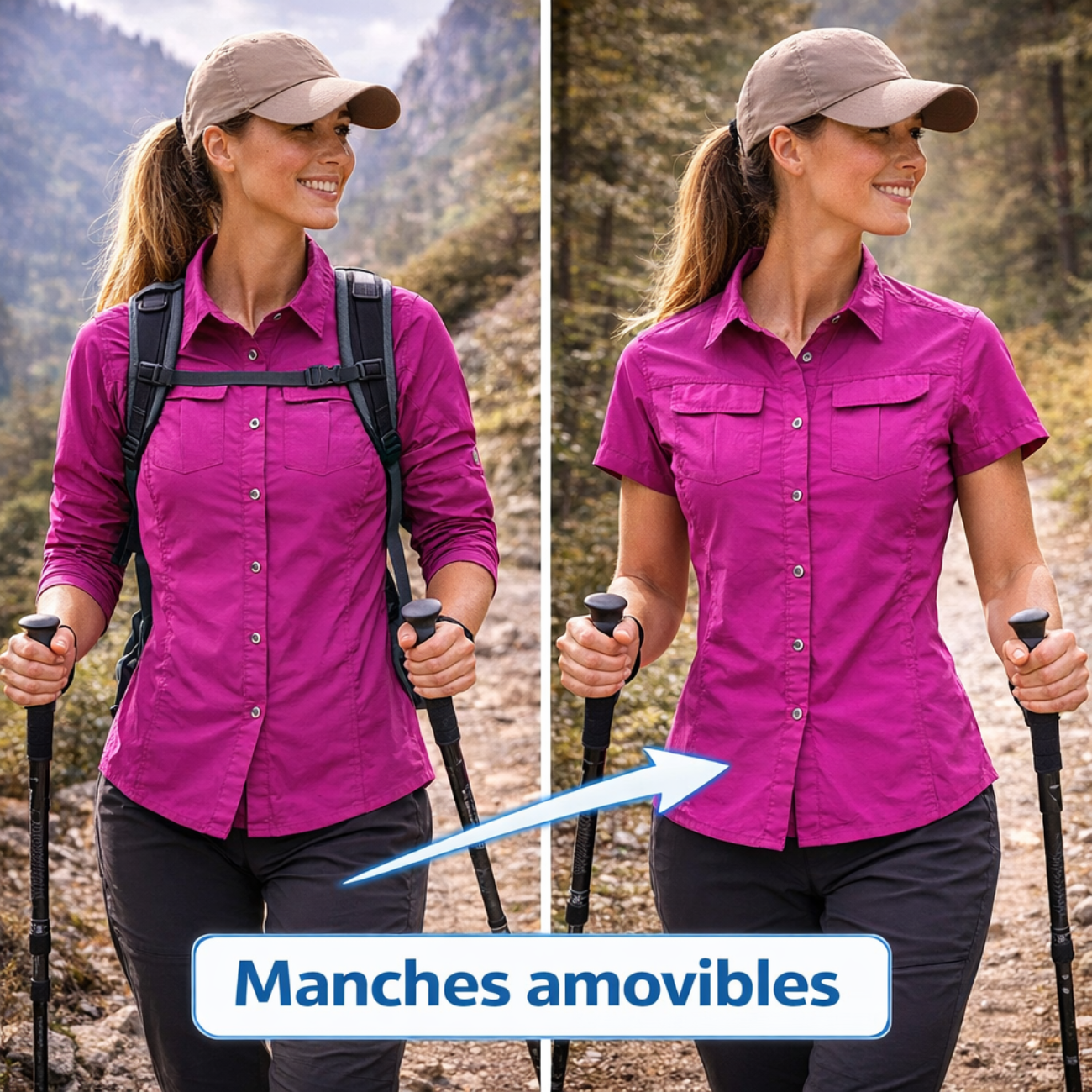 2-in-1 Wanderhemd Zip-Ärmel | Berggrat