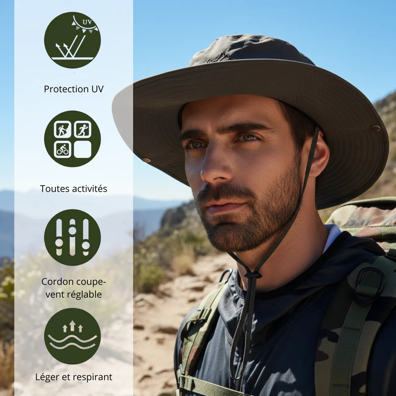 Regen-Wanderhut breite Krempe | Berggrat