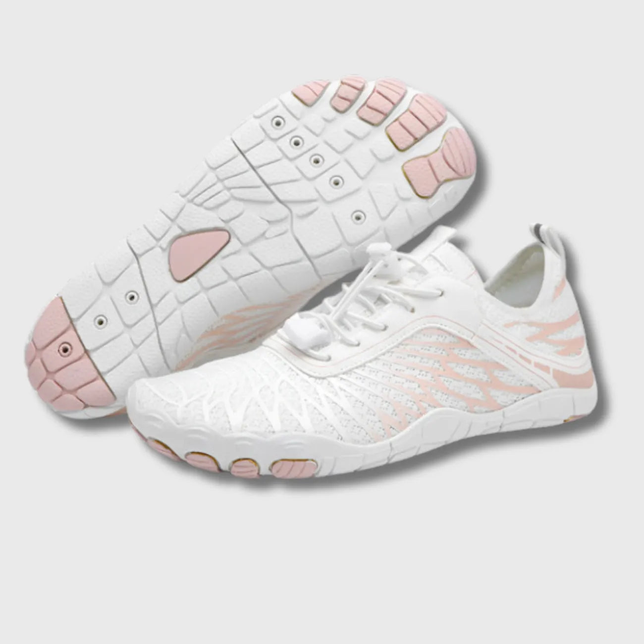 Barfußschuhe für Damen, weiß und rosé, Paaransicht mit Sohle
