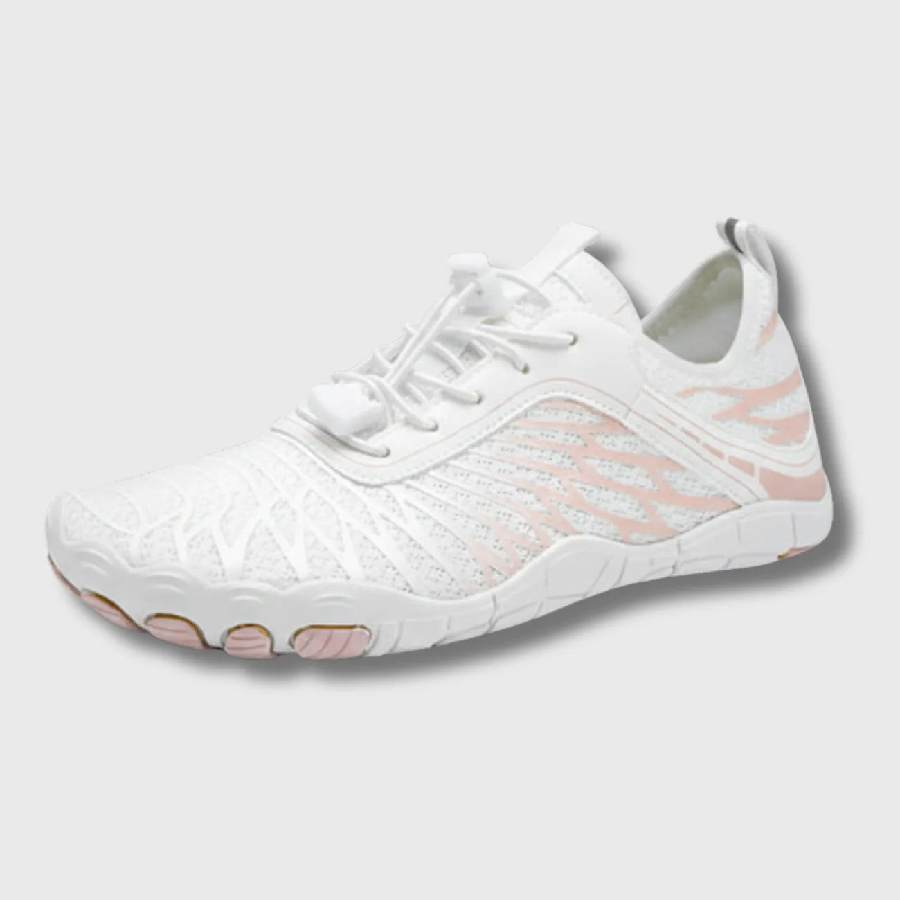 Barfußschuh weiß und rosé, Seitenansicht