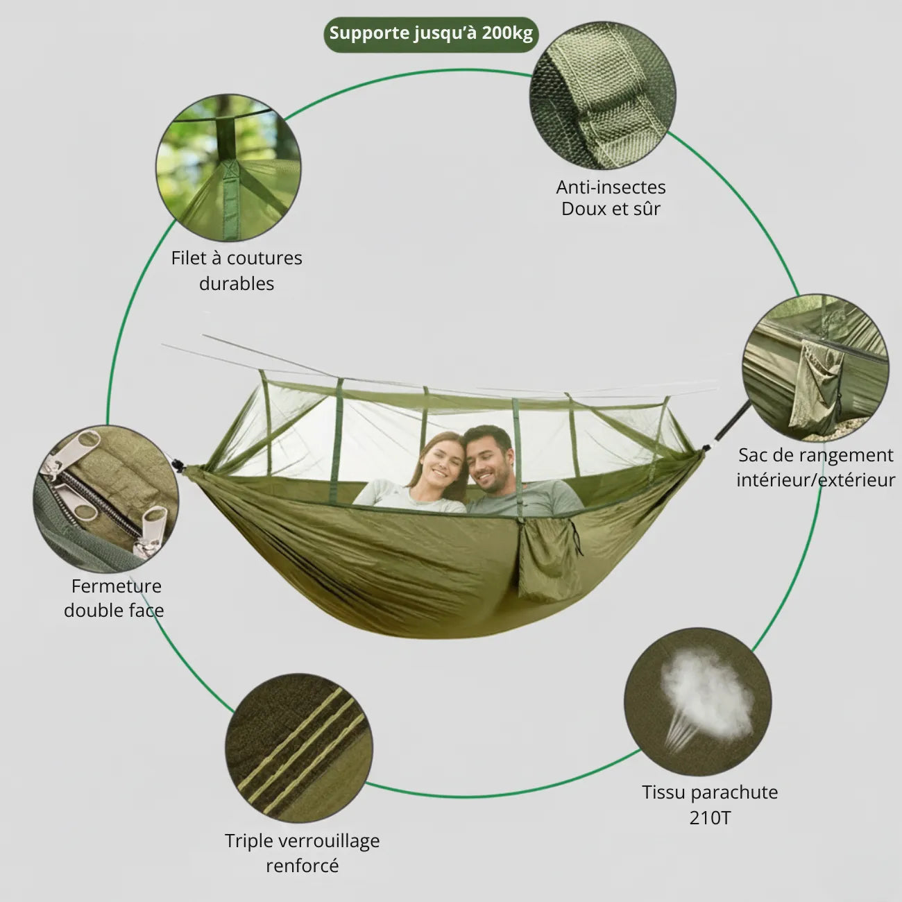 Trekking-Hängematte für 2 Personen | Berggrat