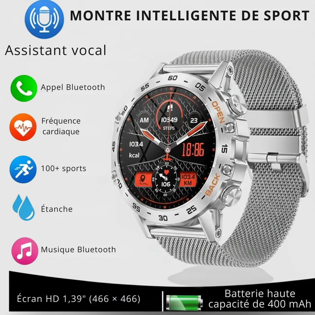 Trekking-Smartwatch Edelstahl | Berggrat