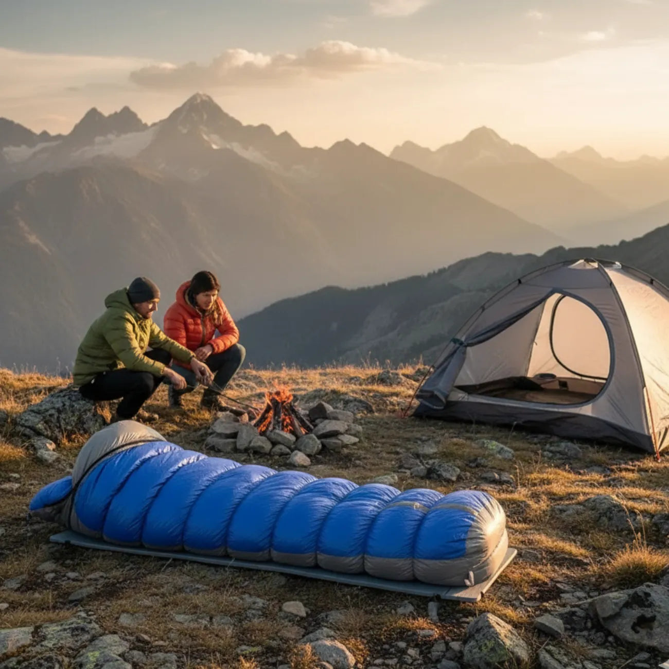 Leichter warmer Daunenschlafsack