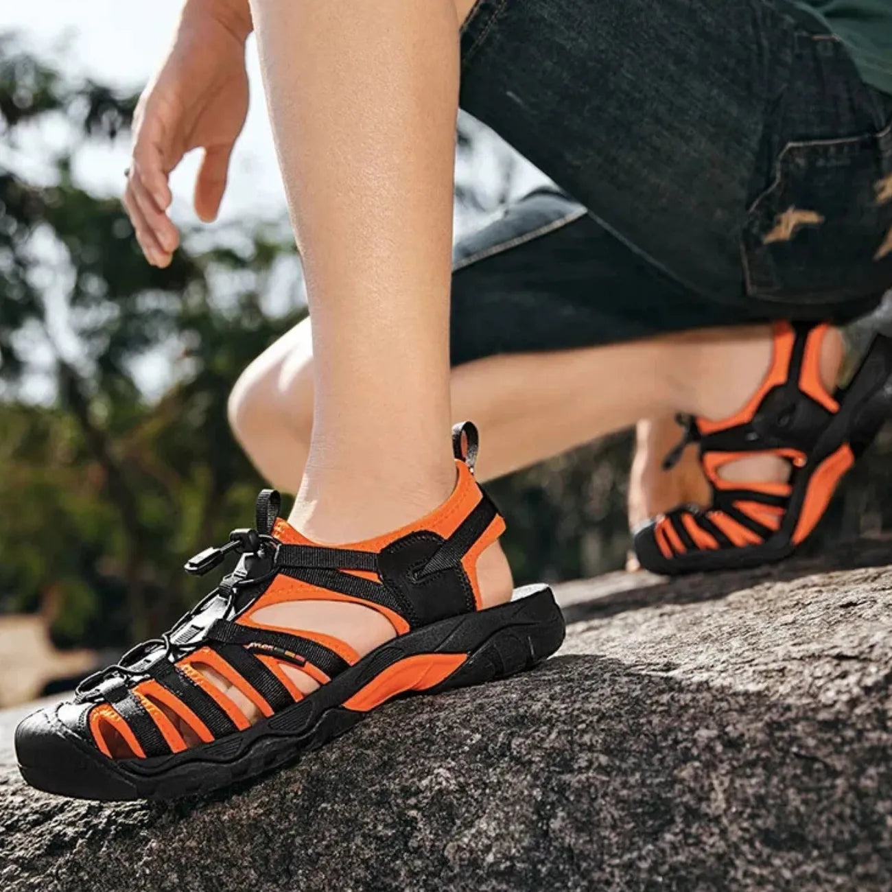 Herren-Leder-Wandersandalen