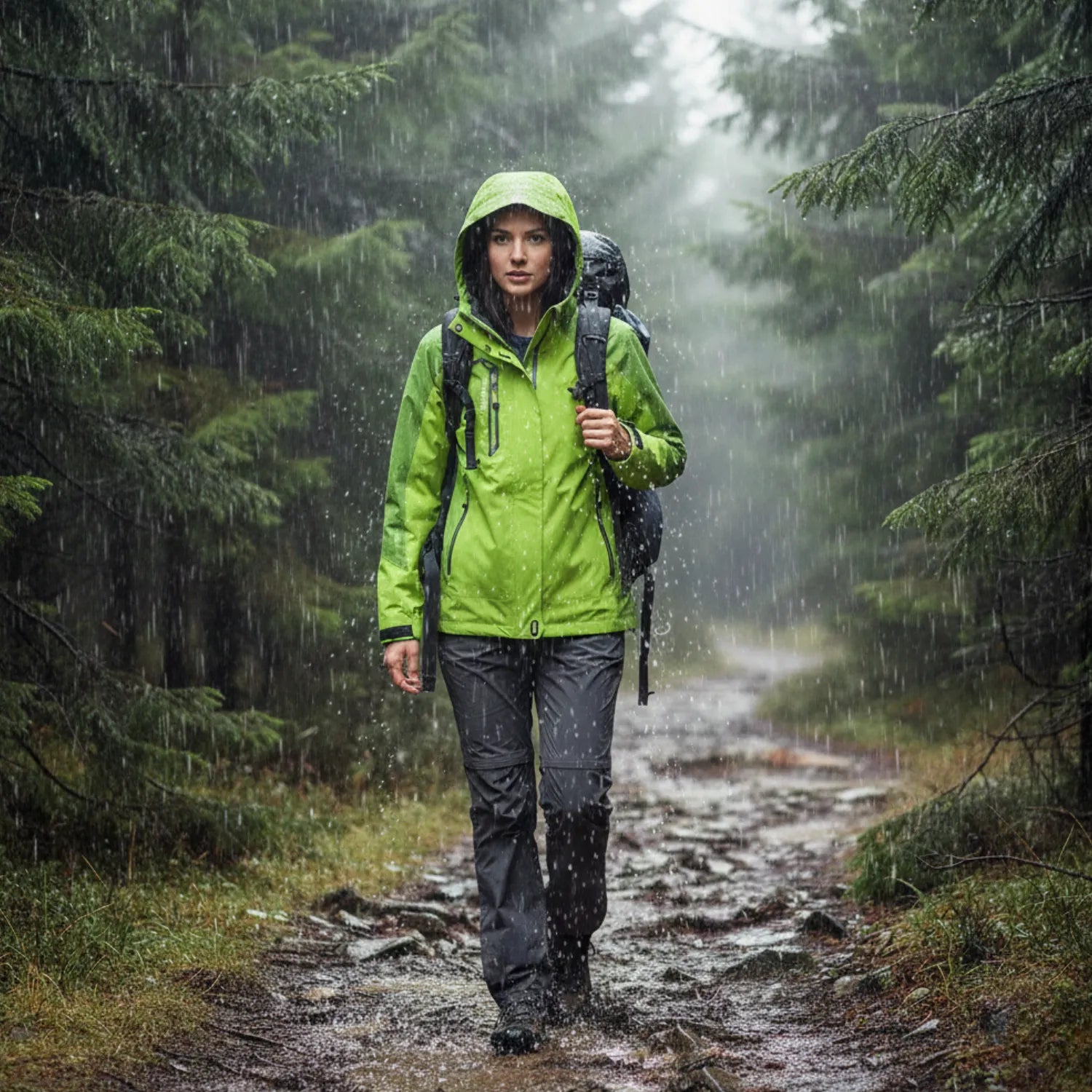 Trekking-Regenjacke wasserdicht im Einsatz bei Regen