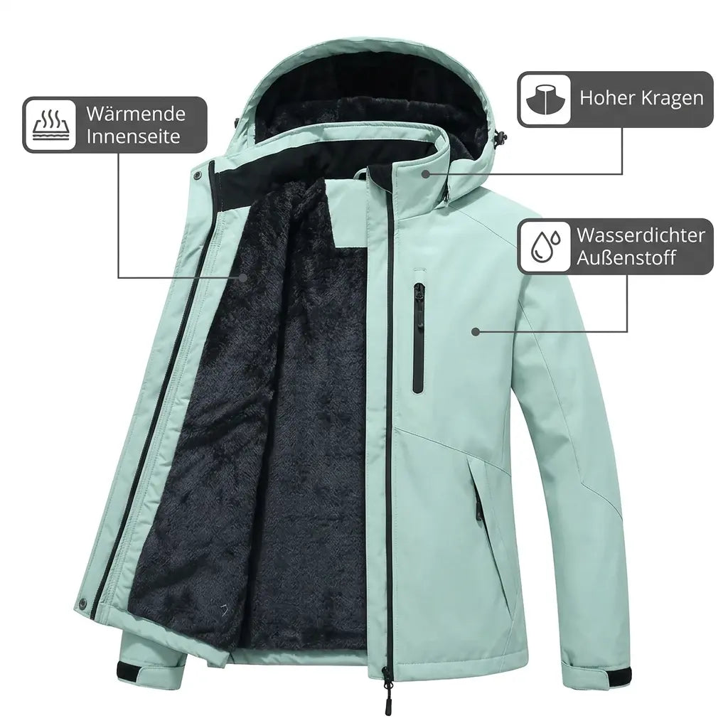Damen-Trekkingjacke – wärmende Innenseite und hoher Kragen