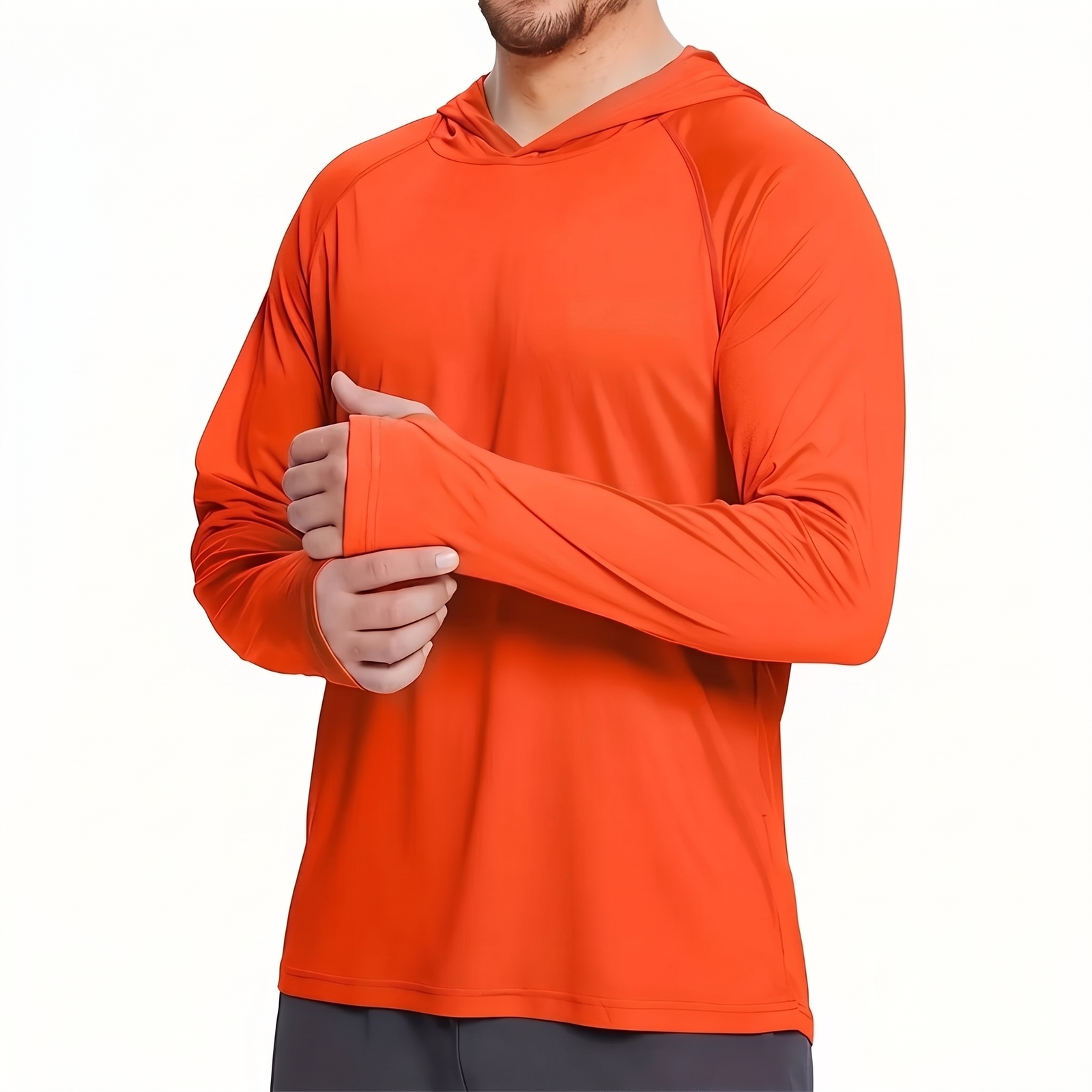 Herren UV-Shirt UPF50+ mit Kapuze, Orange