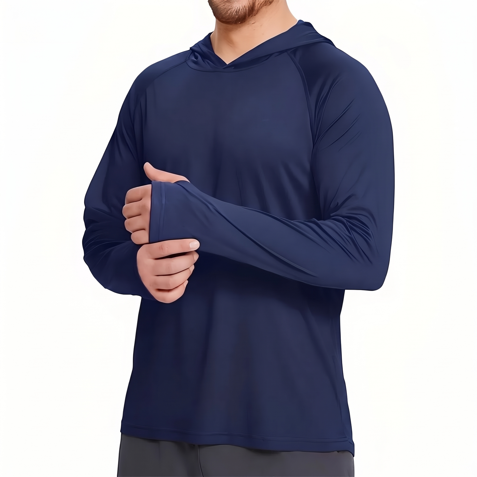 Herren UV-Shirt UPF50+ mit Kapuze, Marineblau