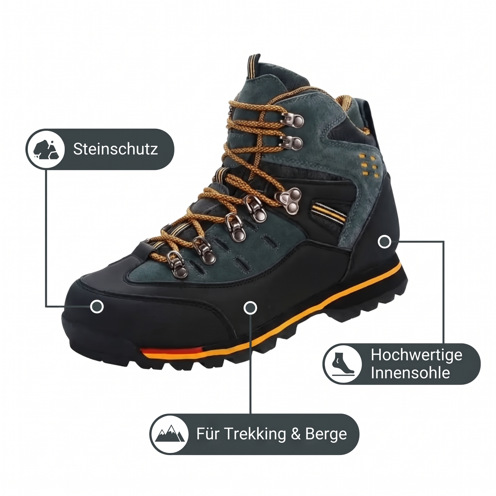 Herren-Wanderschuhe – Steinschutz und Innensohle