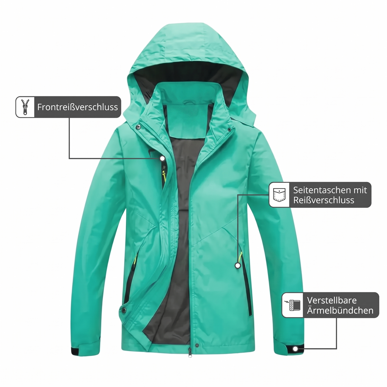 Damen-Wanderjacke wasserdicht – Details