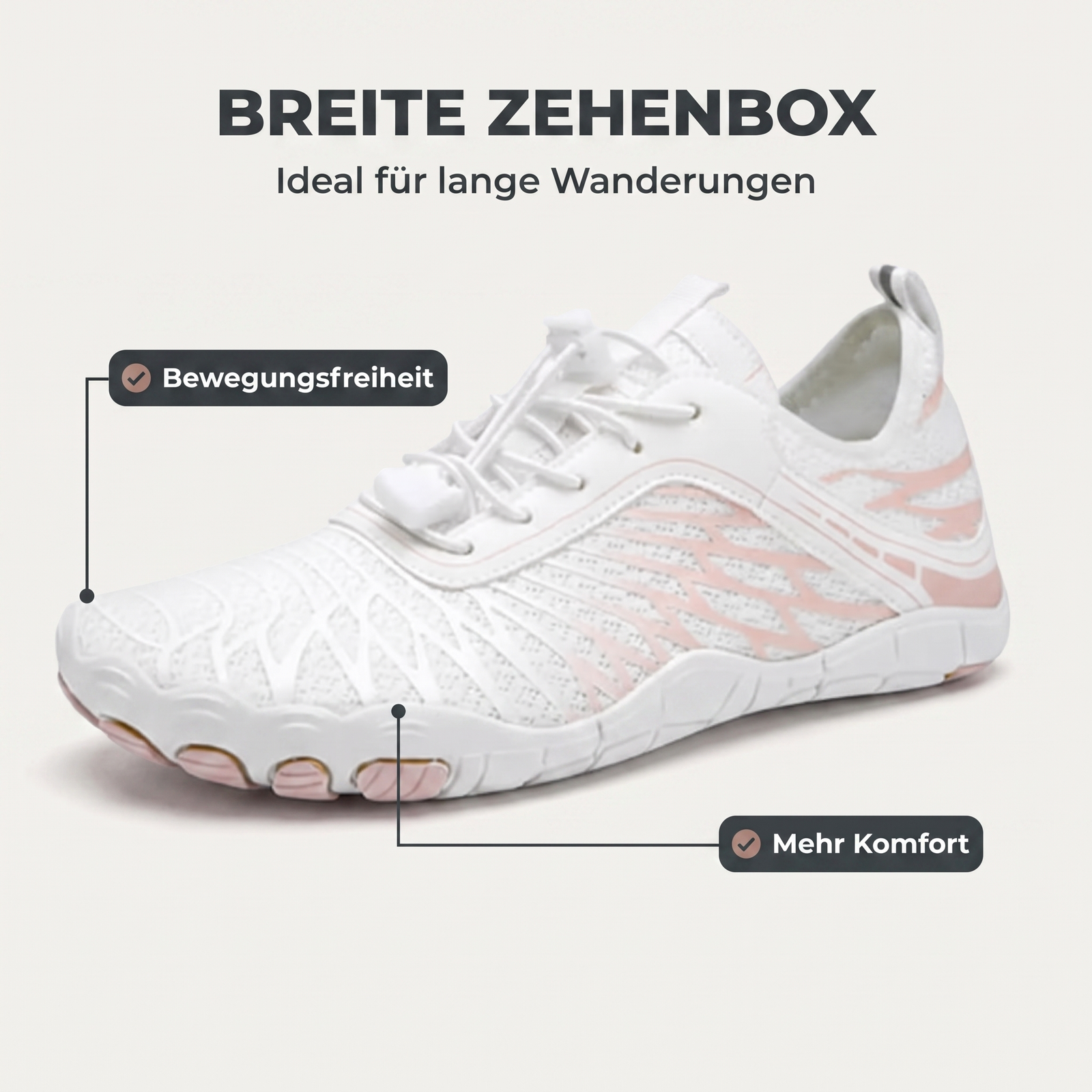 Barfußschuh mit breiter Zehenbox für mehr Bewegungsfreiheit und Komfort