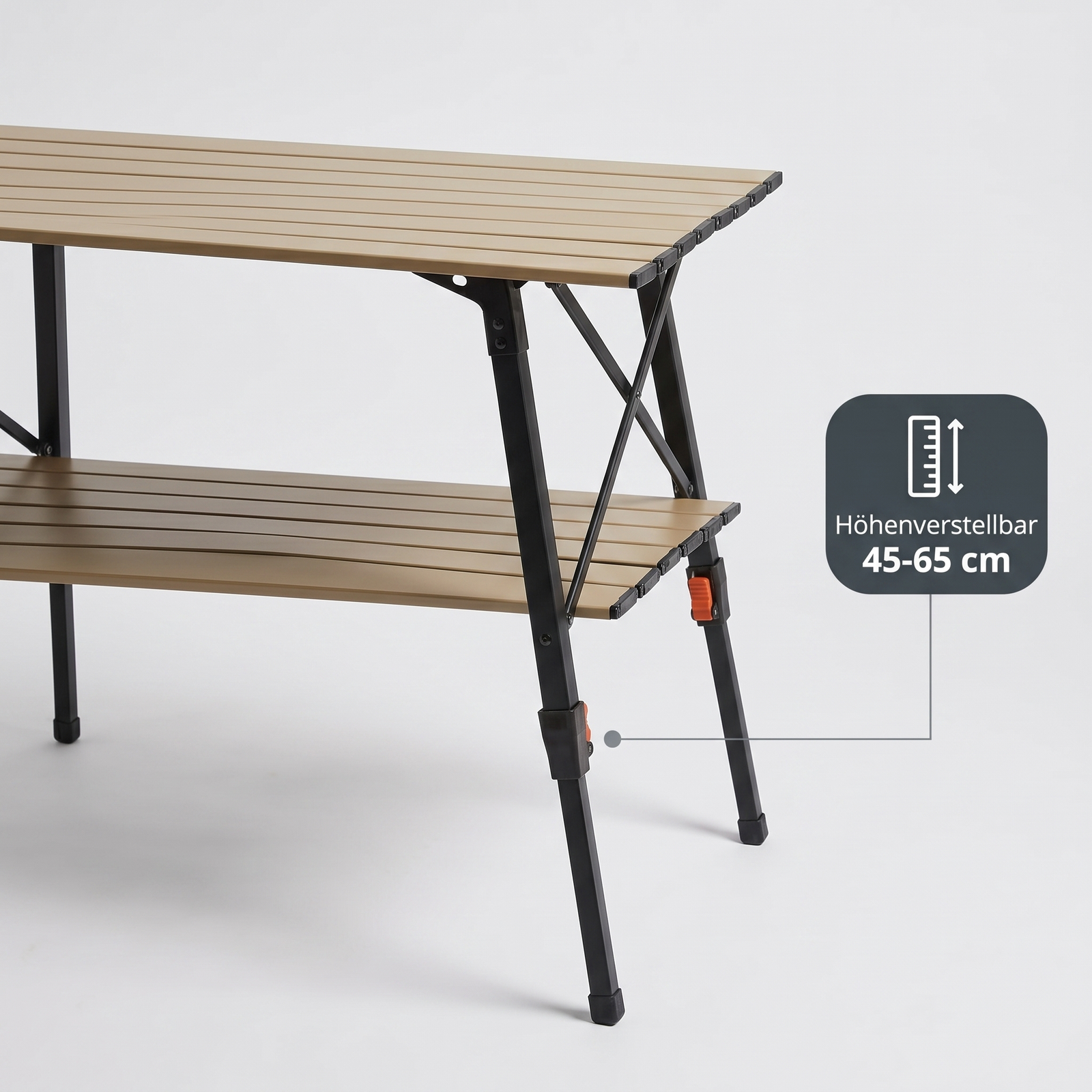 Faltbarer Aluminium-Campingtisch – höhenverstellbar von 45 bis 65 cm