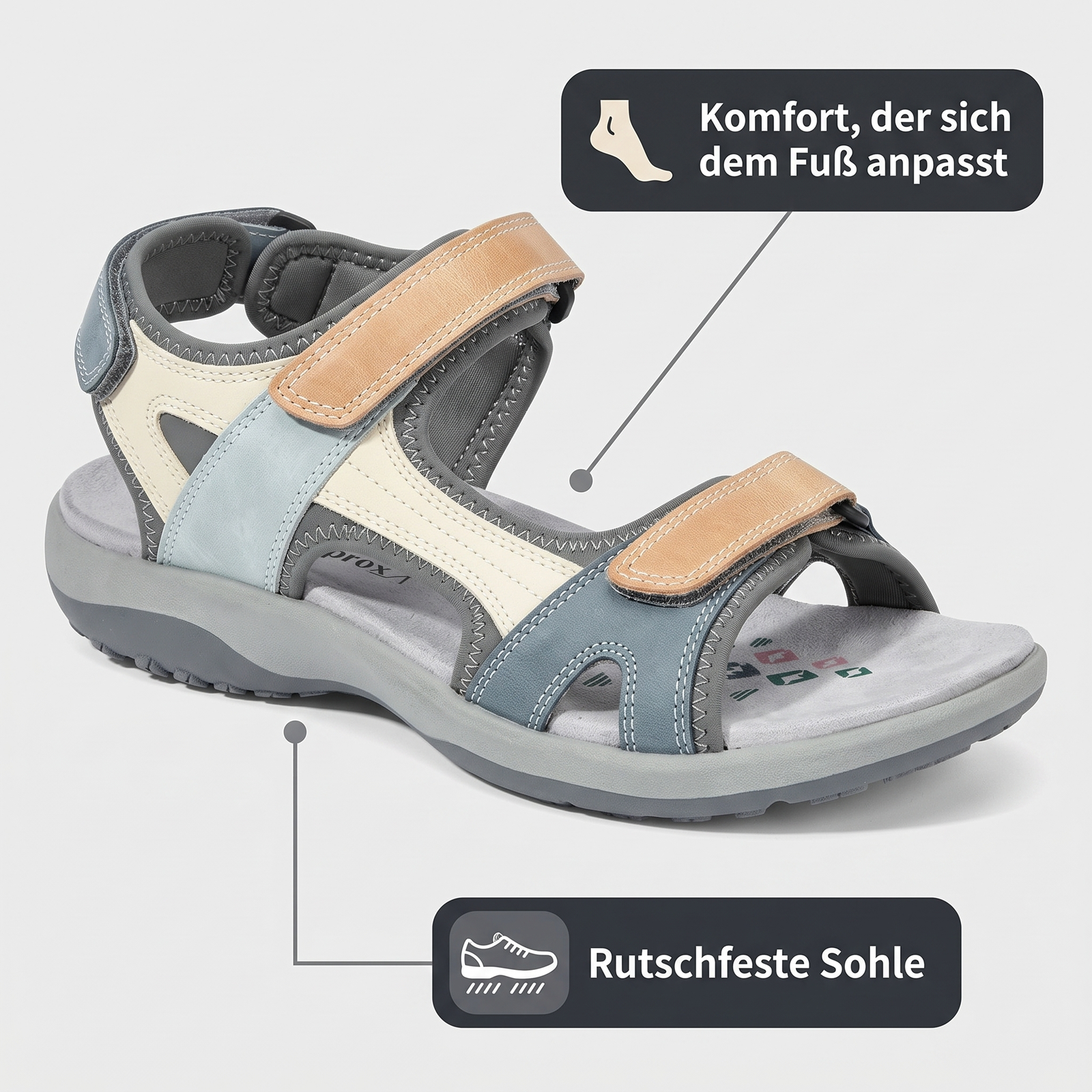 Bequeme Wandersandalen Damen: Komfort, der sich dem Fuß anpasst, rutschfeste Sohle