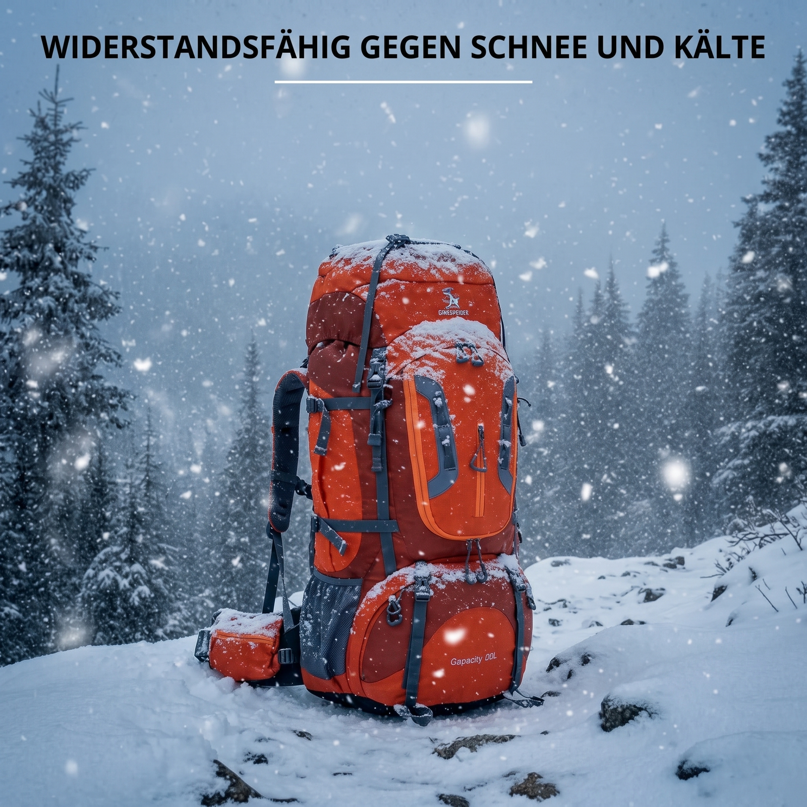 Wasserdichter Wanderrucksack widerstandsfähig gegen Schnee und Kälte