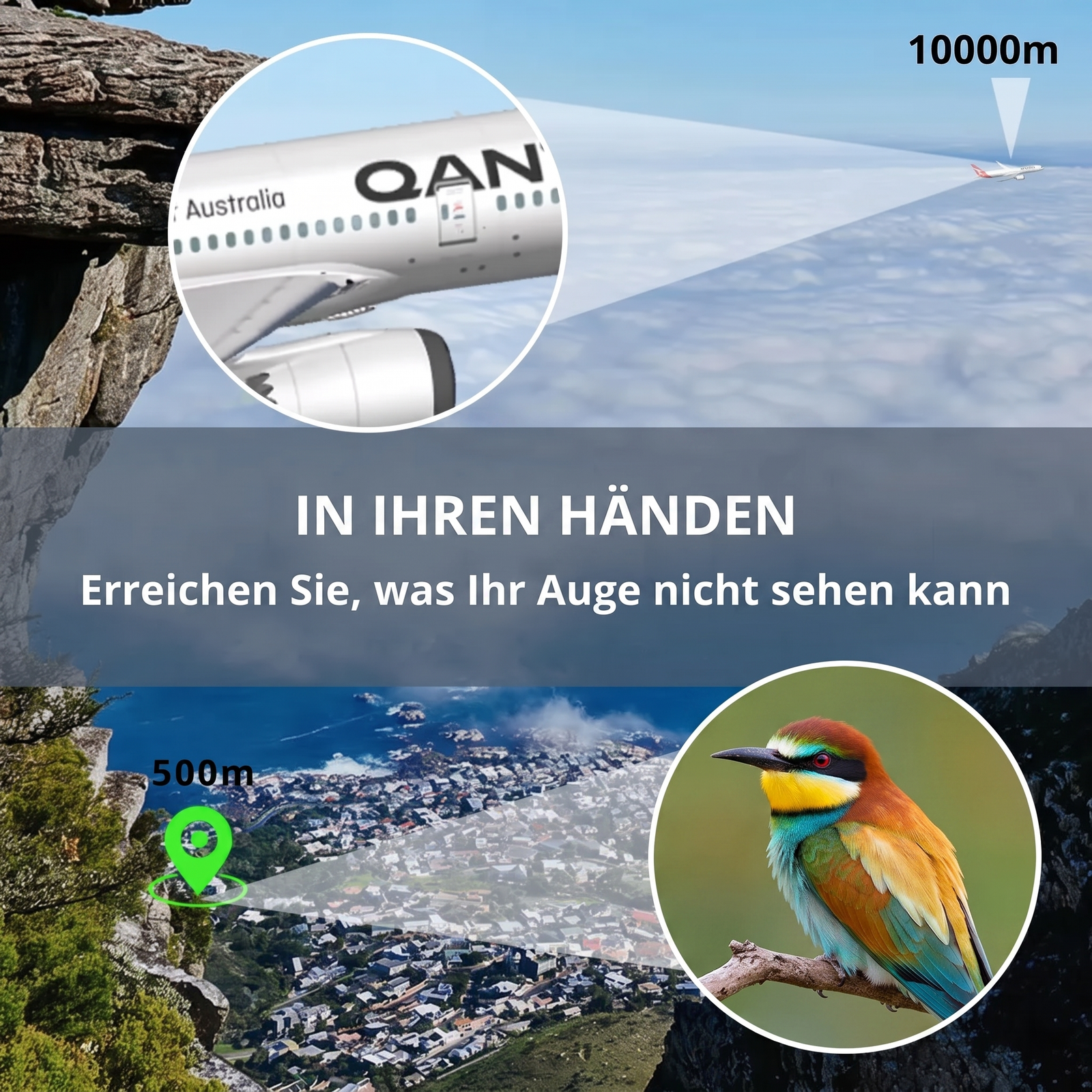 Fernglas in Ihren Händen erreichen was Ihr Auge nicht sehen kann