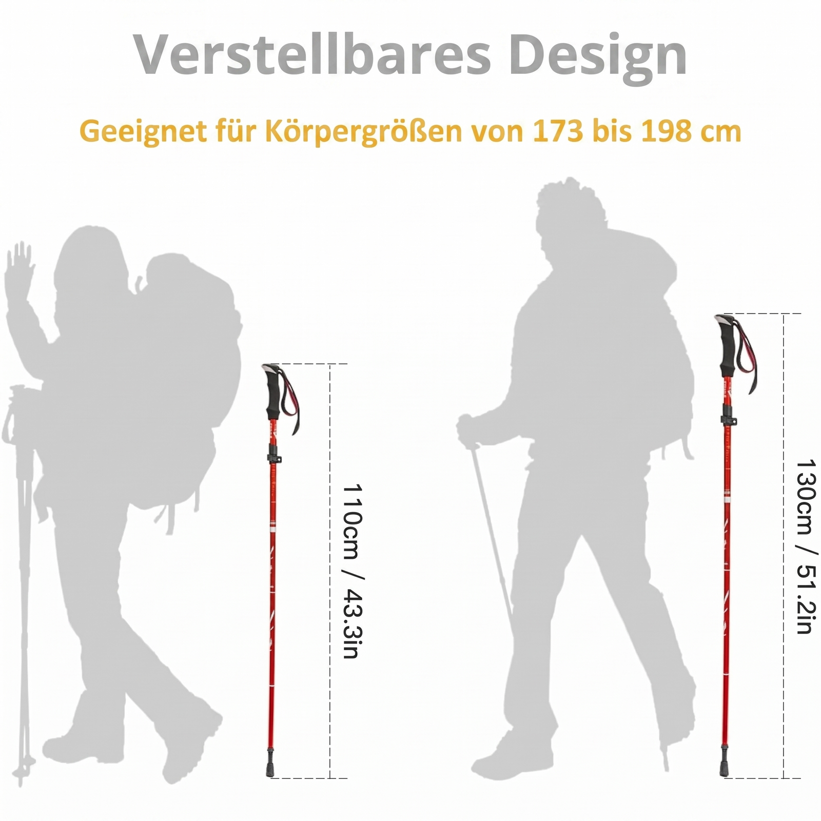 Verstellbares Design - Trekking-Wanderstöcke