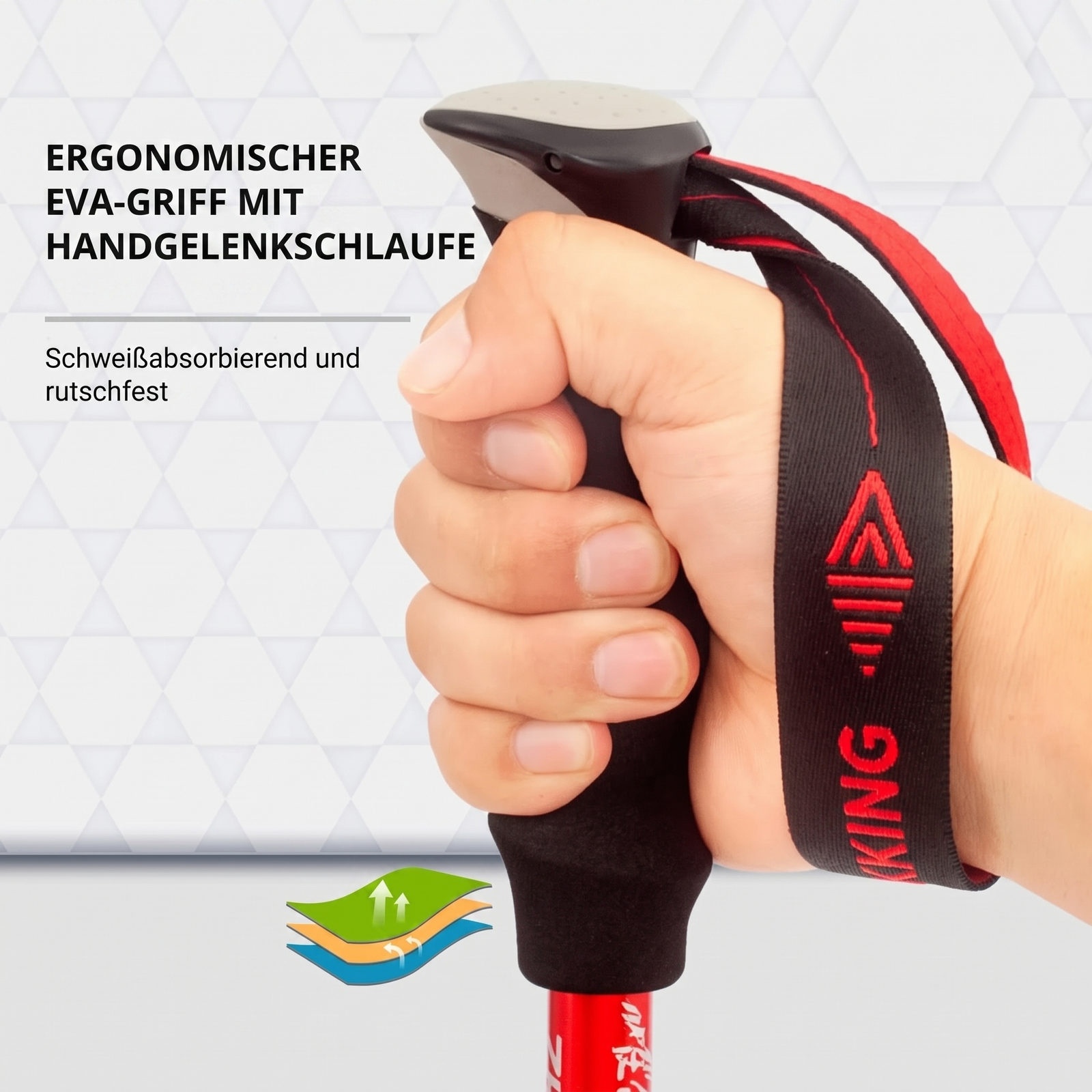 Ergonomischer EVA-Griff mit Handgelenkschlaufe - Trekking-Wanderstöcke