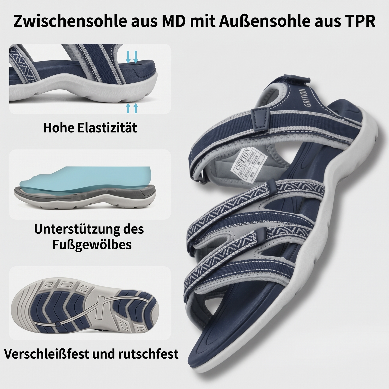 Damen-Berg-Wandersandalen - Zwischensohle aus MD mit Außensohle aus TPR