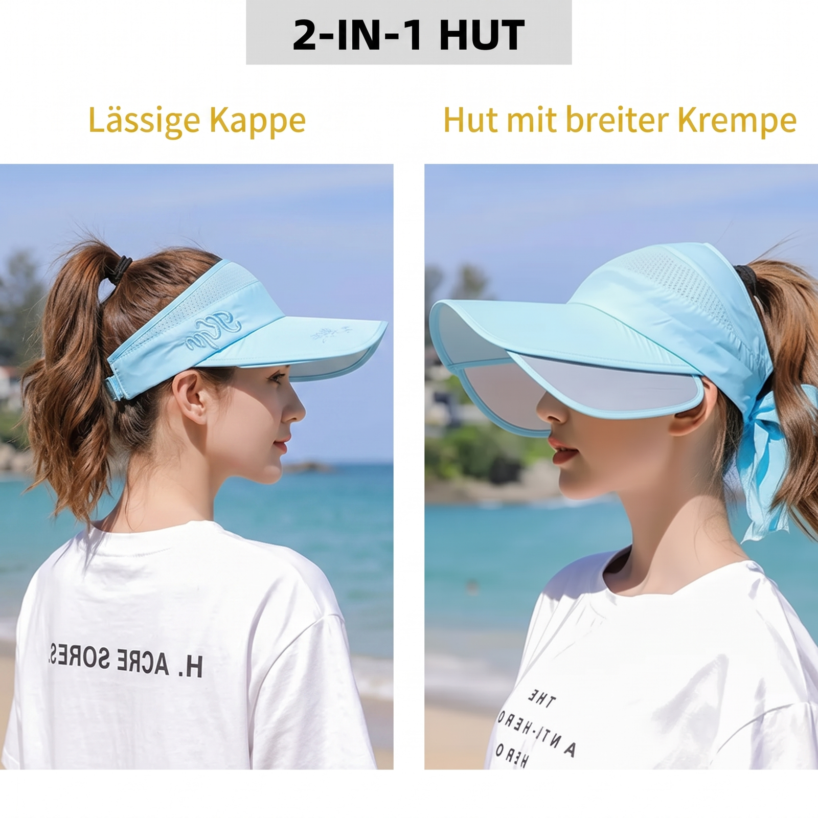 Damen-UV-Schutz-Hut - 2 in 1