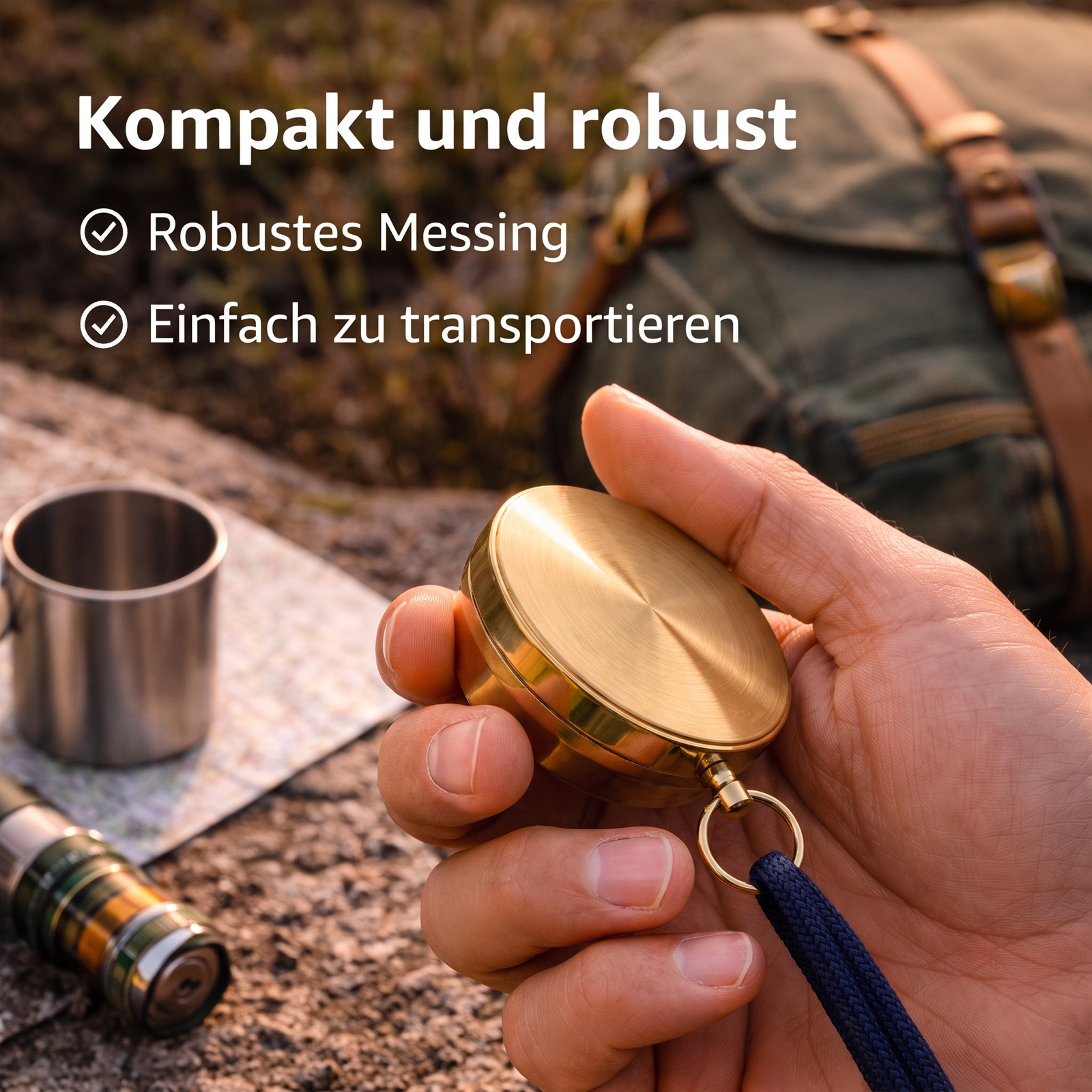 Messing-Multifunktionskompass - Kompakt und robust