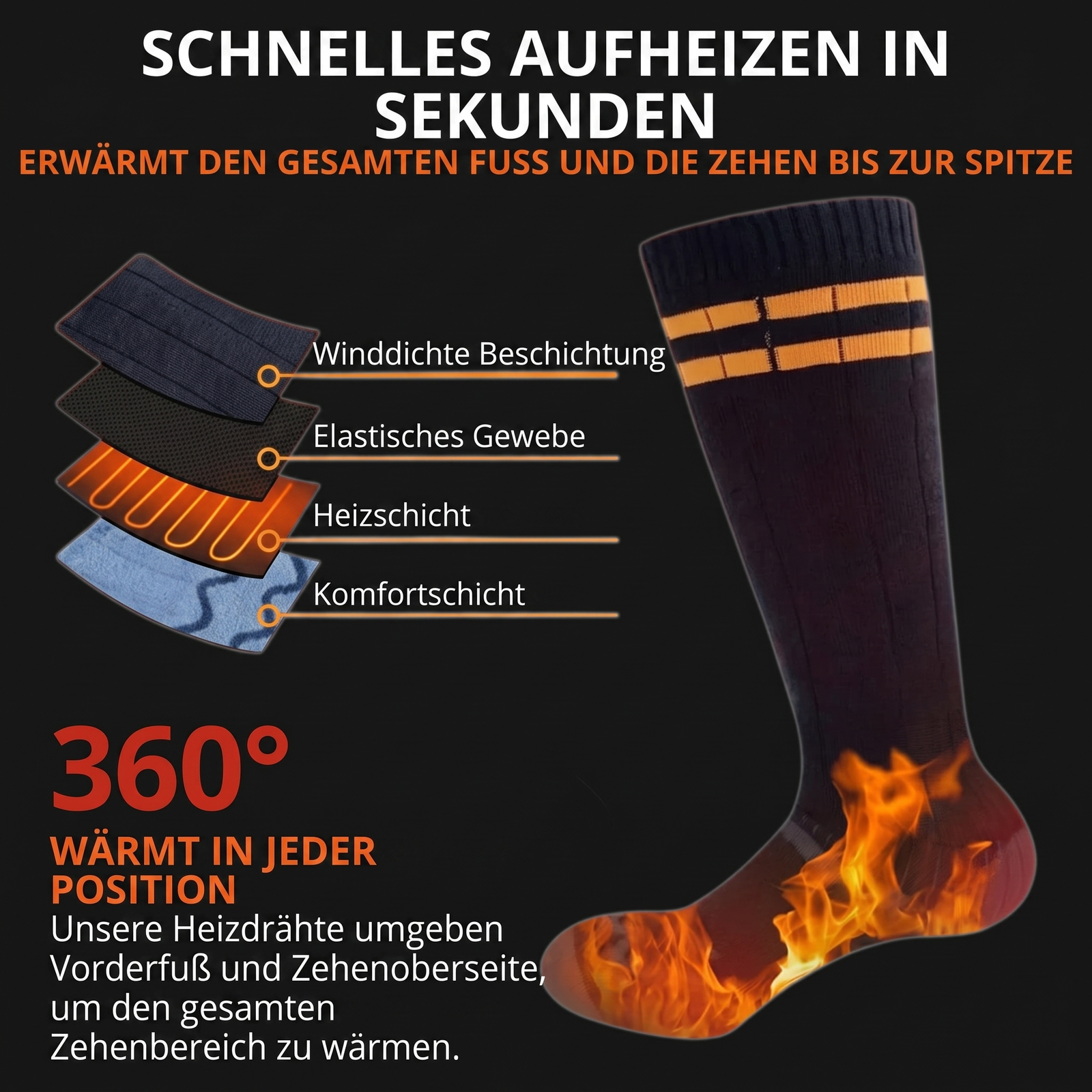 Heiz-Thermosocken - Schnelles Aufheizen