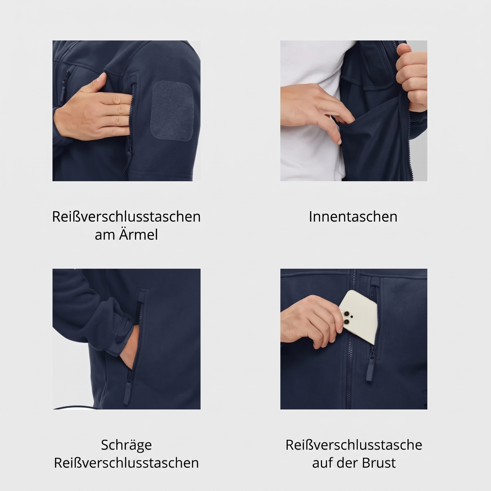 Warme Fleecejacke - Taschen