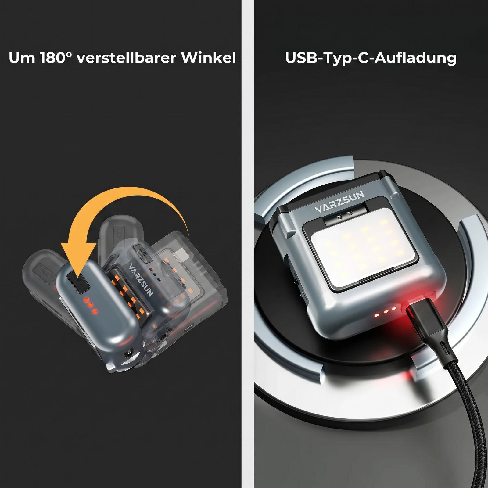 LED-Stirnlampe - Verstellbarer Winkel und USB-C Aufladung