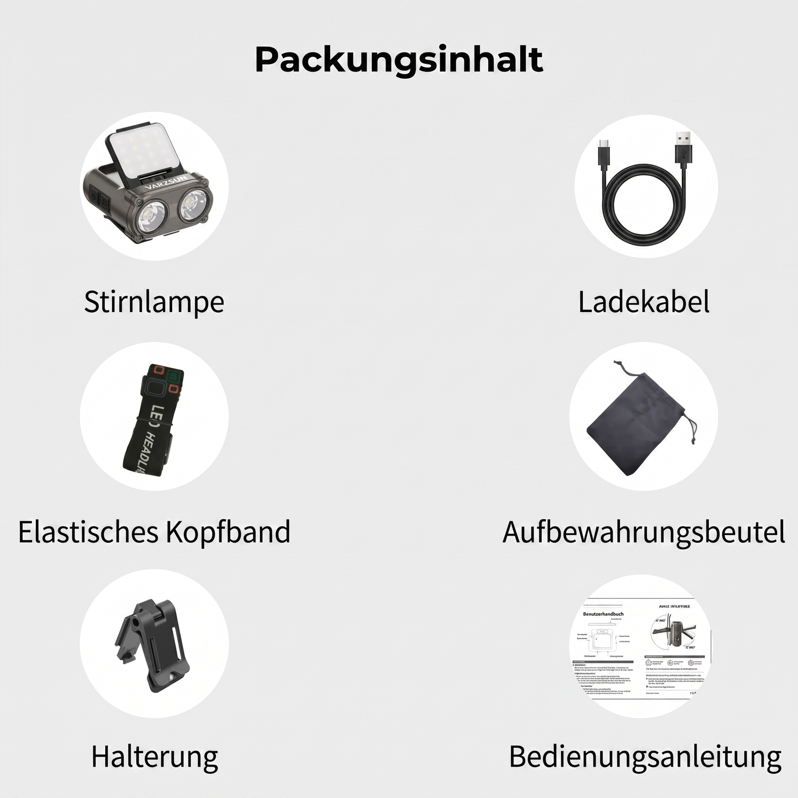 LED-Stirnlampe - Packungsinhalt