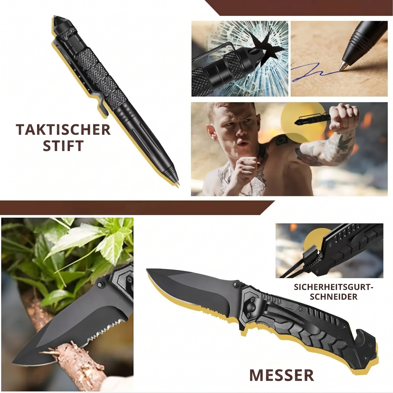 Taktisches Survival-Set - Taktischer Stift und Messer