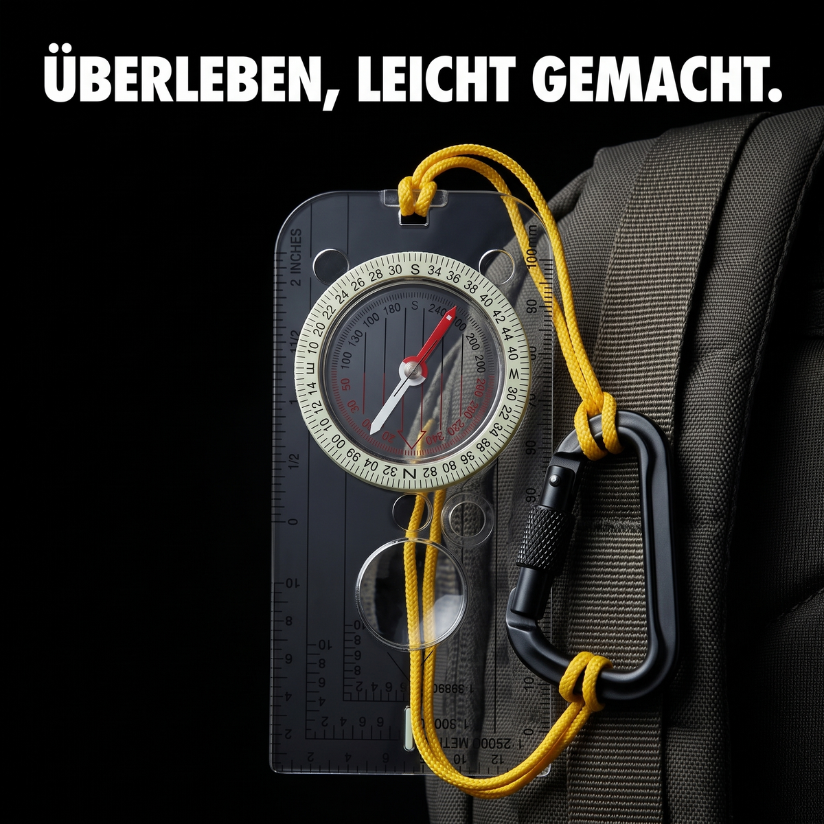 Survival-Kompass mit Lupe - Überleben, leicht gemacht