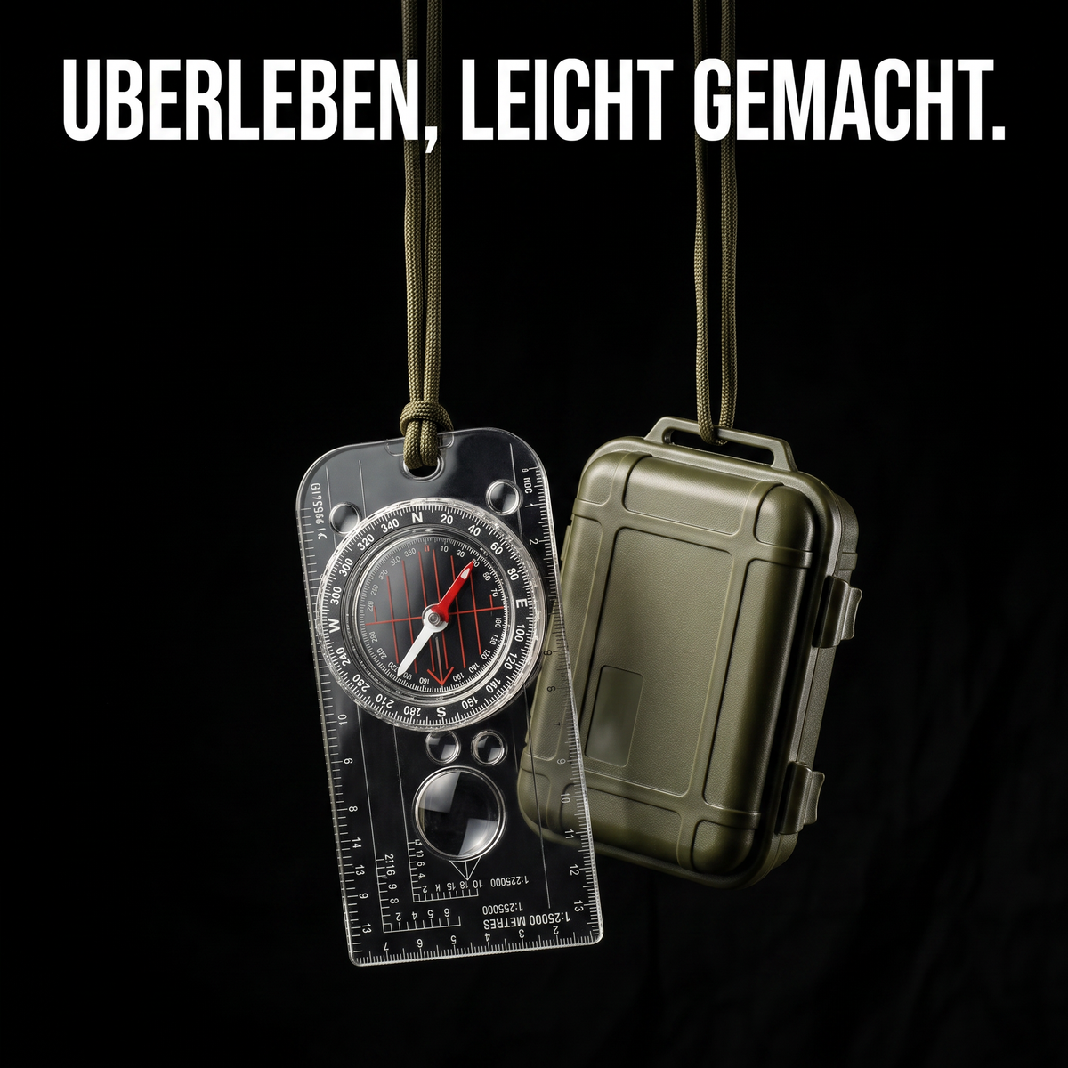 Survival-Kompass mit Lupe | Berggrat