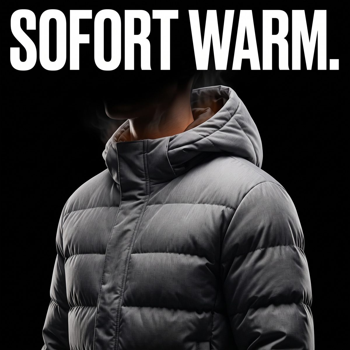 Beheizbare Daunenjacke mit Kapuze – SOFORT WARM.