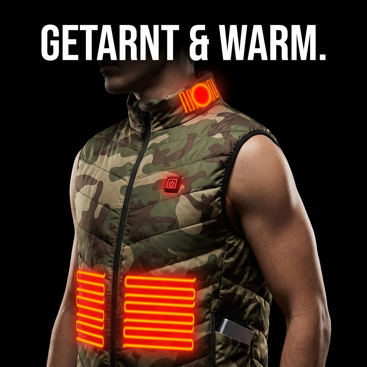Beheizbare Weste Camouflage – GETARNT & WARM.