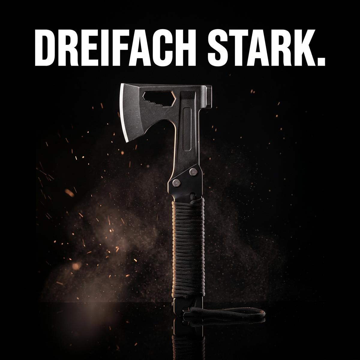 Taktische Survival-Axt 3-in-1 – DREIFACH STARK.