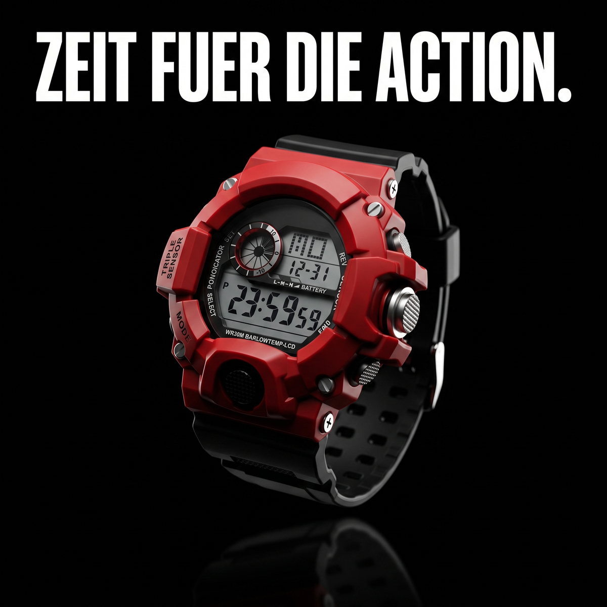 Sportliche Herrenuhr Digital – ZEIT FUER DIE ACTION.
