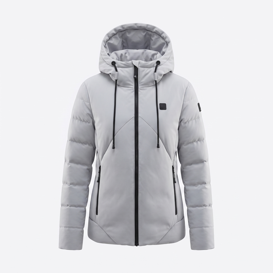Beheizbare Daunenjacke mit Kapuze