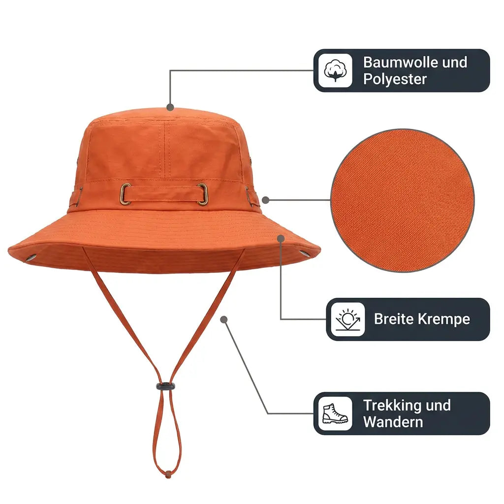 UV-Trekkinghut Orange – Baumwolle und Polyester