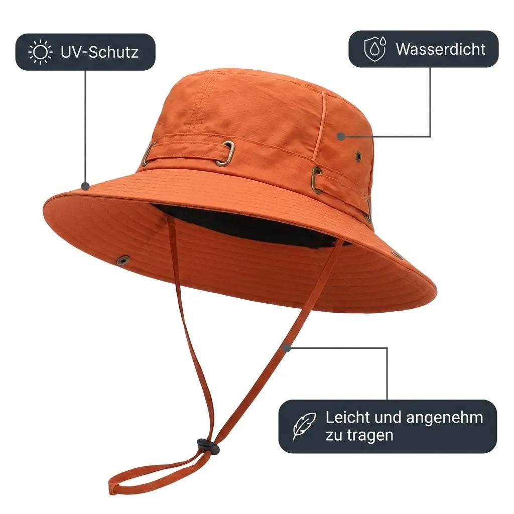 UV-Trekkinghut Orange – UV-Schutz und wasserdicht