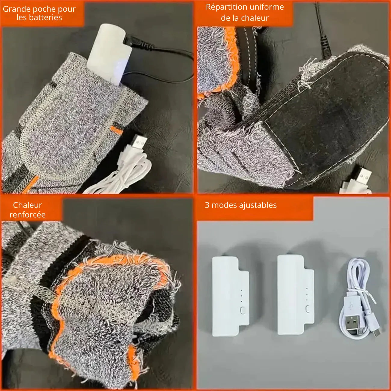 Lange beheizbare Socken mit Akku