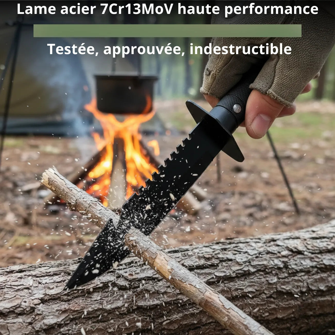 Survival-Campingmesser mit feststehender Klinge