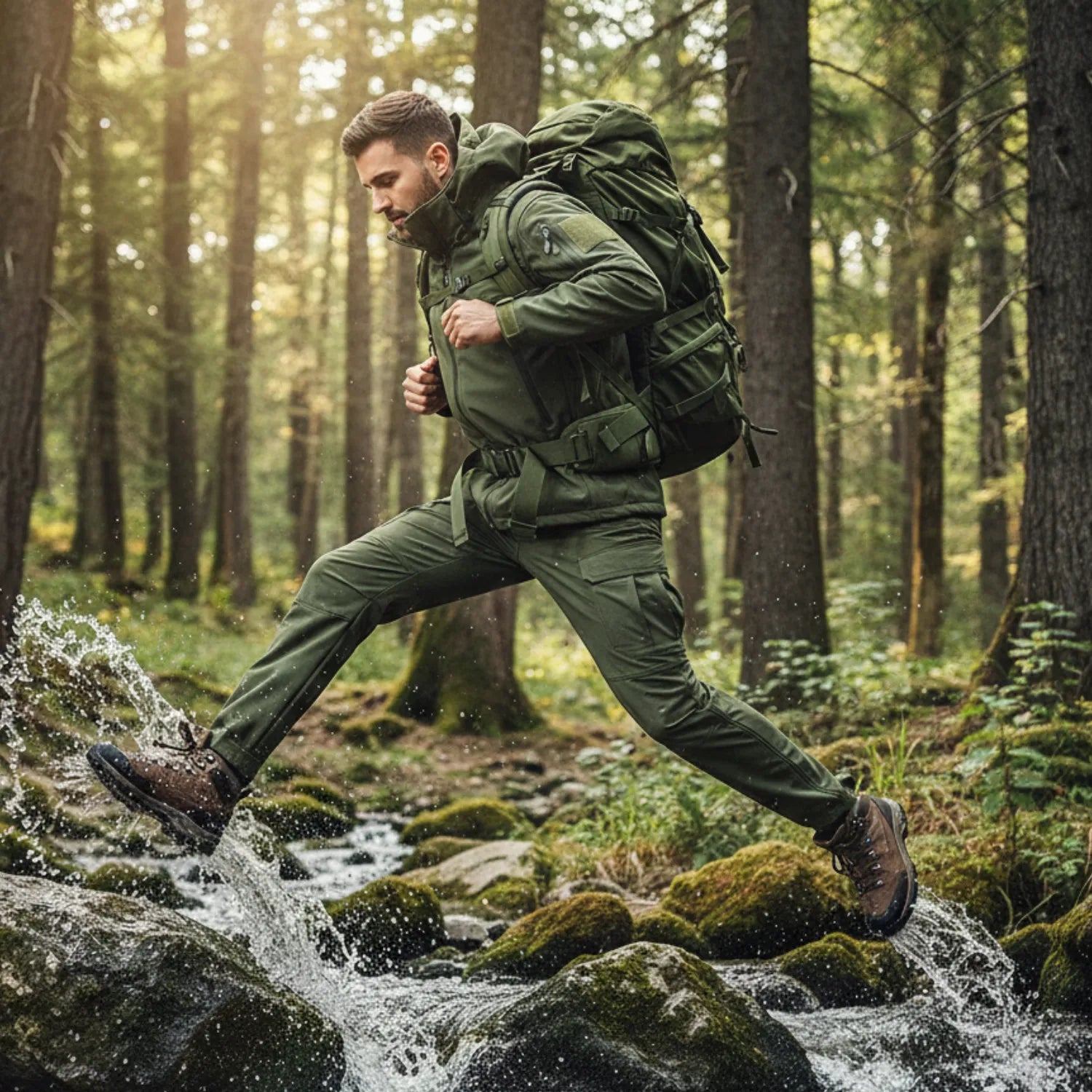 Wasserdichtes Wanderset Herren im Camouflage-Look