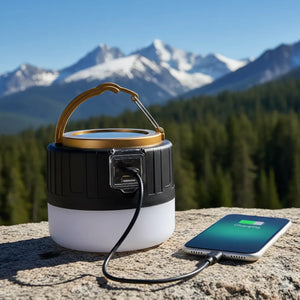 Campingleuchte mit Solar- und USB-Ladung