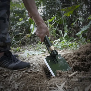 Klappspaten für Wandern mit Holzgriff