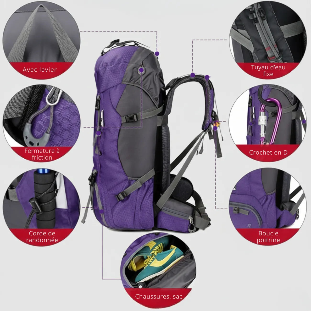 Wasserdichter Bergrucksack 60L für Trekking