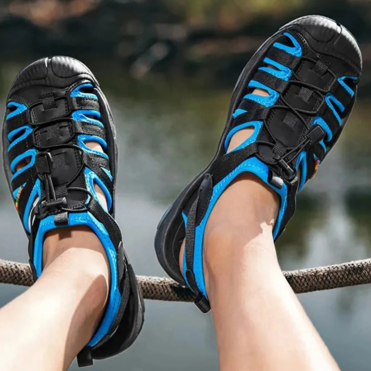 Herren-Leder-Wandersandalen