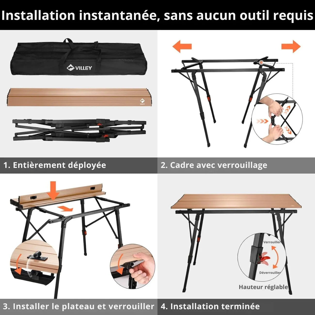 Faltbarer Aluminium-Campingtisch
