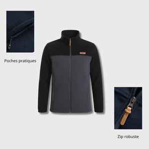 Warme Fleecejacke für Herren im Patchwork-Look