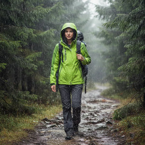 Trekking-Regenjacke wasserdicht im Einsatz bei Regen