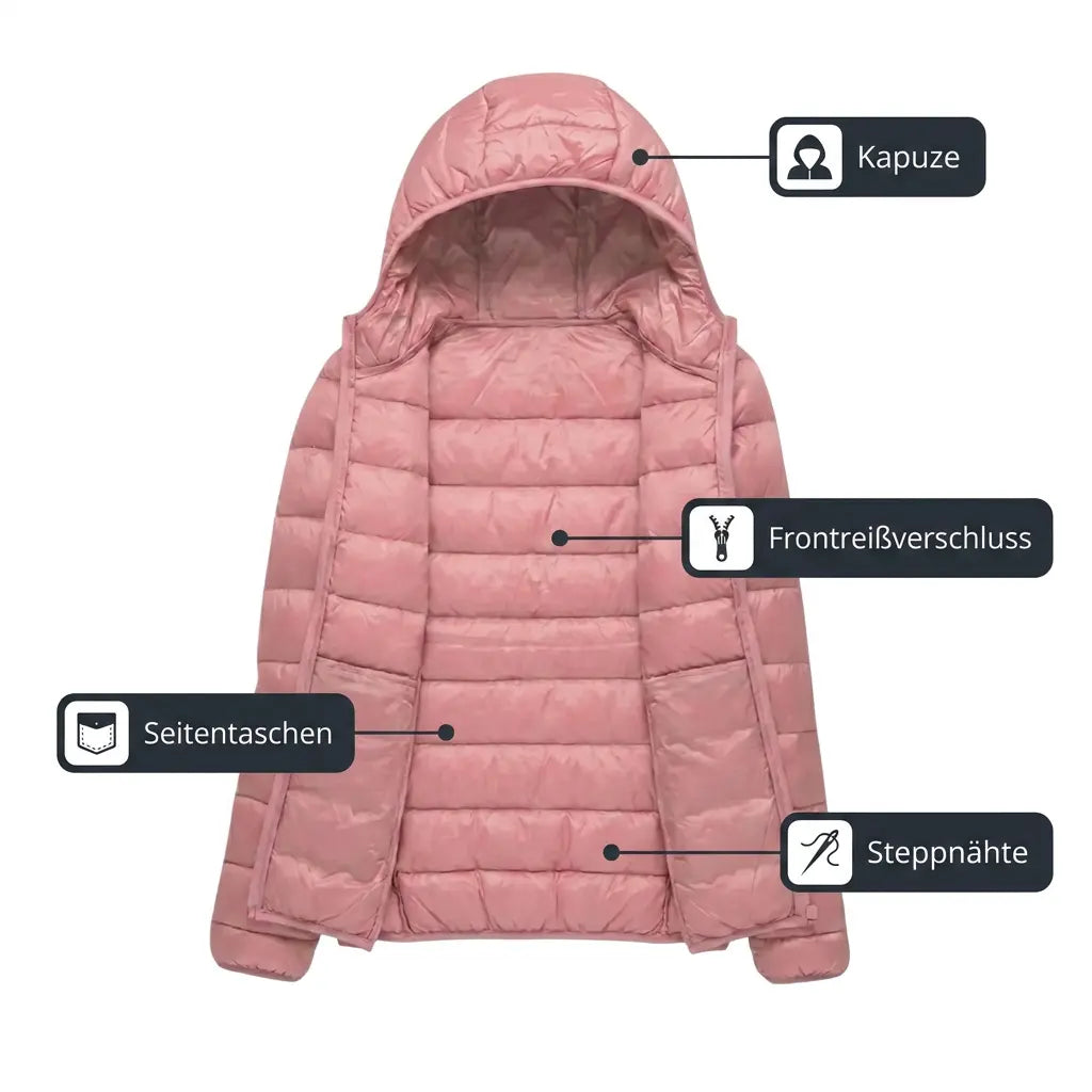 Damen-Daunenjacke komprimierbar – technische Details